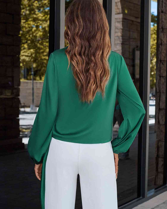 Surplice Neck Long Sleeve Blouse