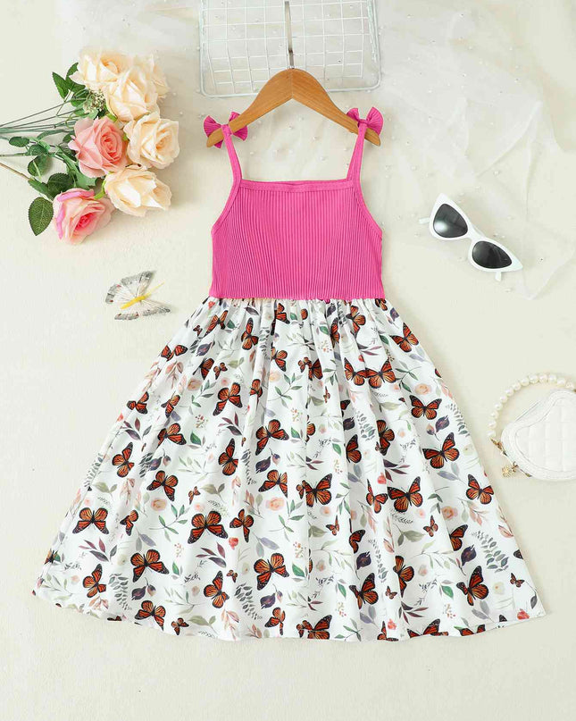 Butterfly Print Bow Detail Dress