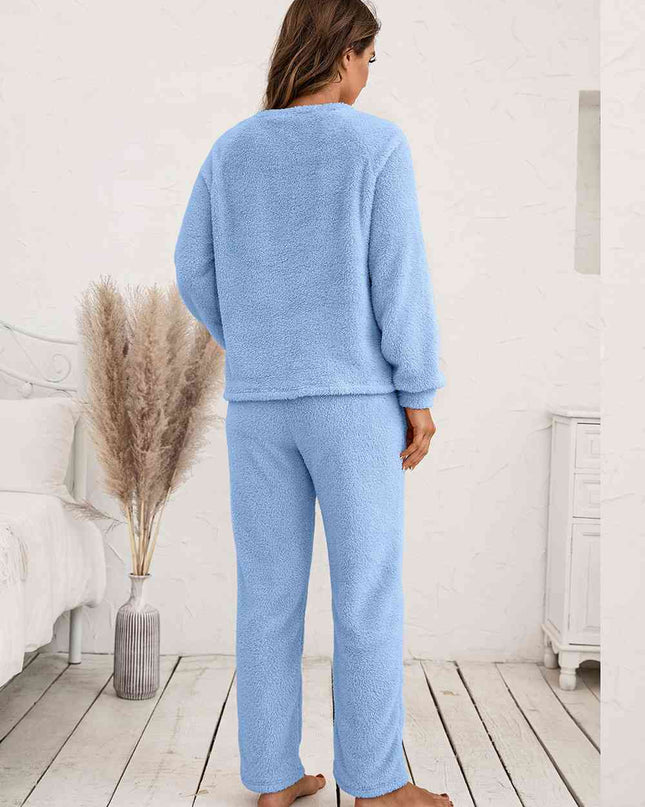 Teddy Long Sleeve Top and Pants Lounge Set