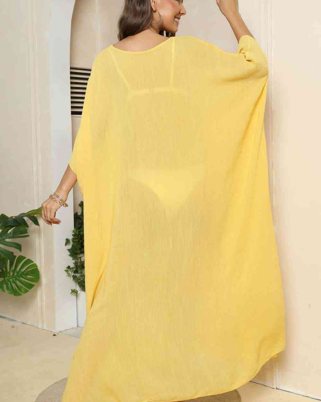V-Neck Three-Quarter Sleeve Cover-Up