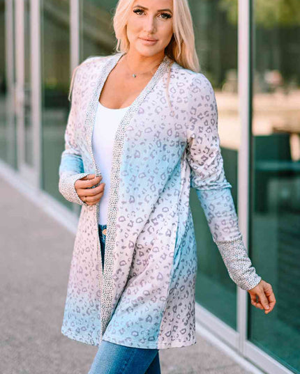 Leopard Gradient Open Front Cardigan