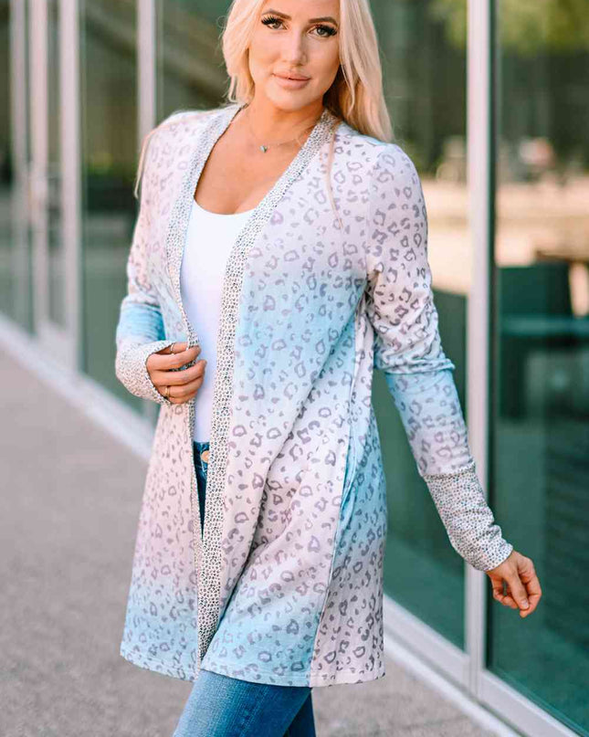Leopard Gradient Open Front Cardigan