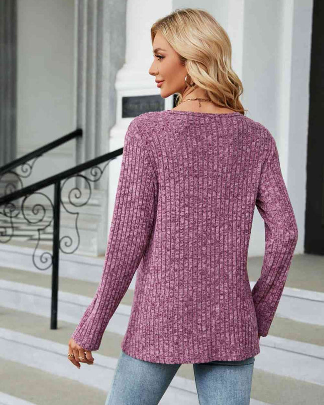 Buttoned Long Sleeve Slit Top