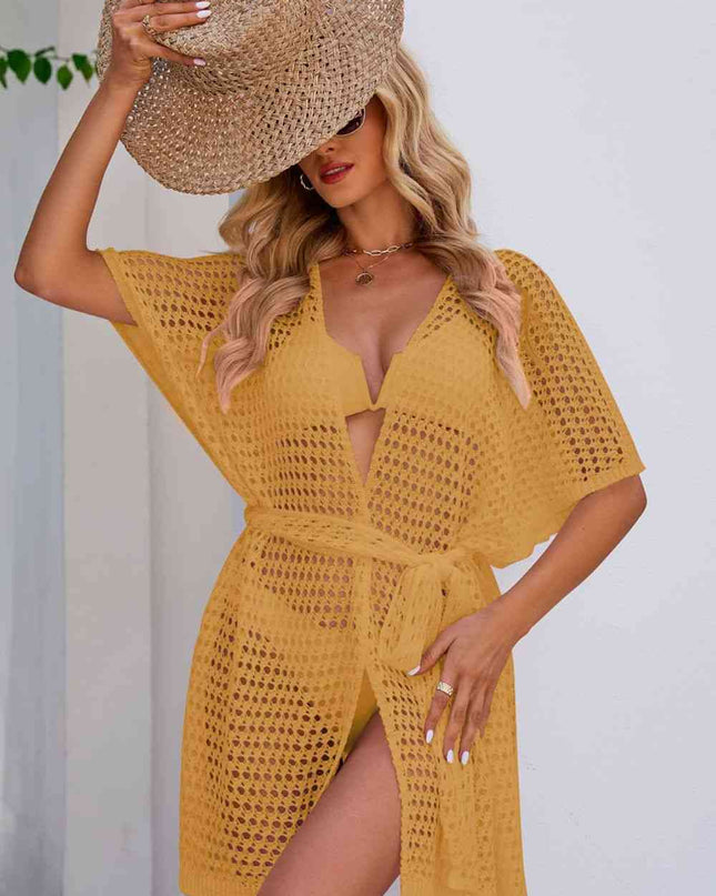 Openwork Tie Waist Cover Up