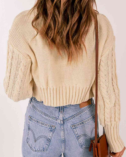 Cable-Knit Cropped Cardigan and Cami Set