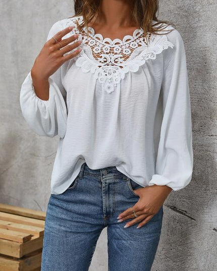 Lace Detail Balloon Sleeve Blouse