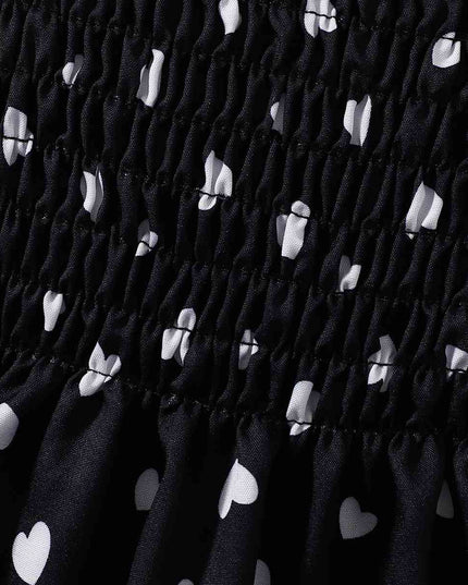 Printed Square Neck Smocked Dress