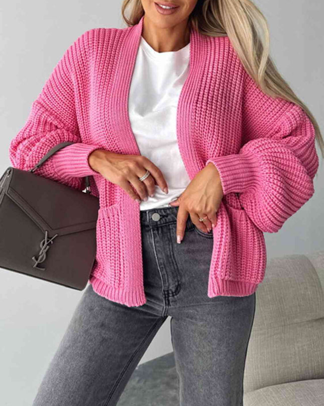 Open Front Dropped Shoulder Cardigan