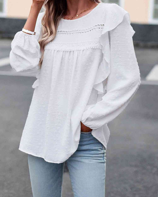 Round Neck Ruffled Blouse