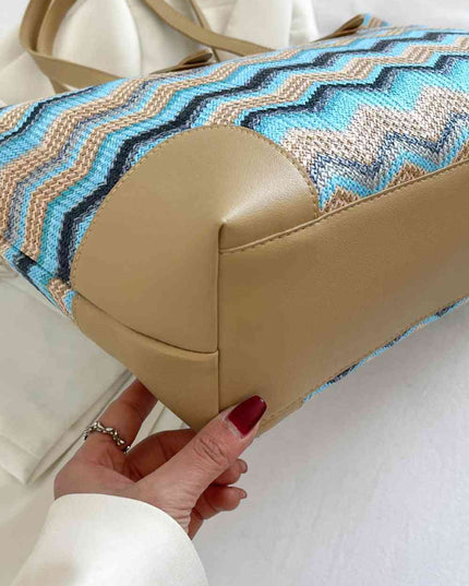 Chevron Straw Tote Bag