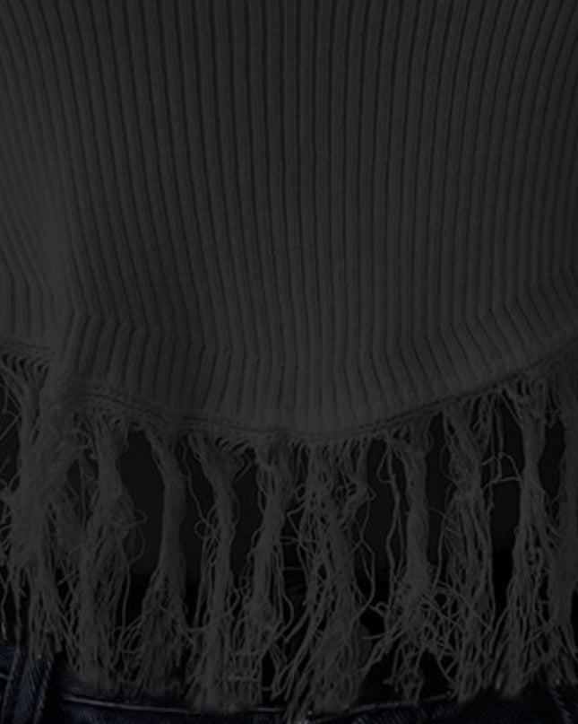 Fringe Hem Round Neck Ribbed Knit Tank