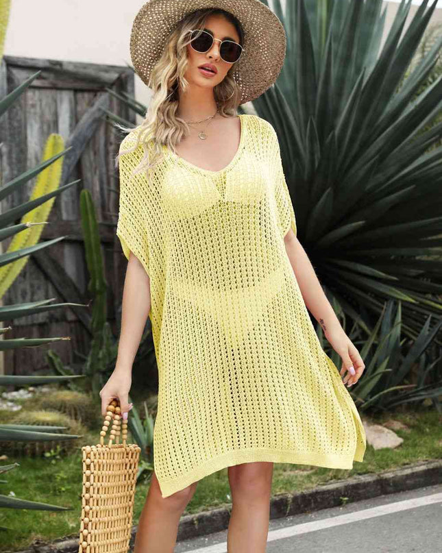 Openwork Side Slit Cover-Up Dress