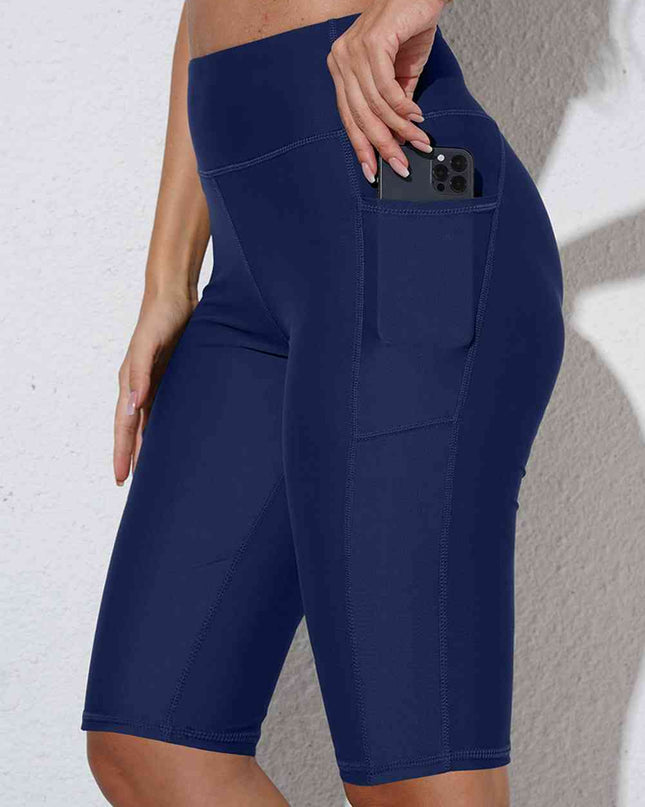 Full Size Swim Biker Shorts with Pockets