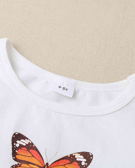 Round Neck Butterfly Graphic Long Sleeve T-Shirt
