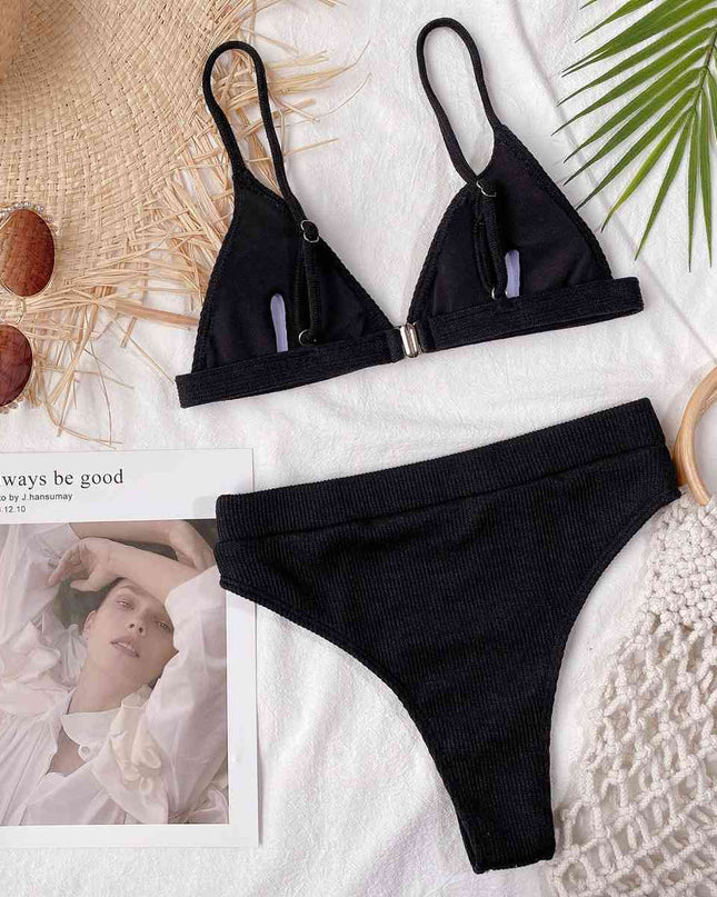 Spaghetti Strap Ribbed Bikini Set