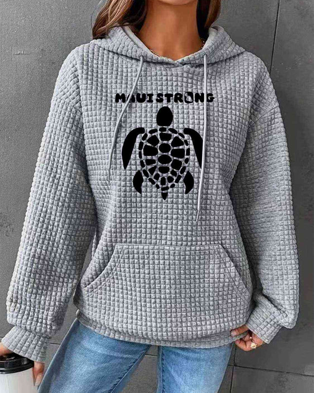 Full Size Turtle Graphic Drawstring Hoodie