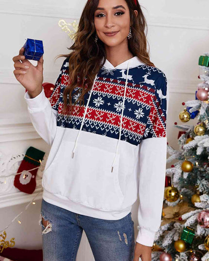 Christmas Drawstring Hoodie with Pocket