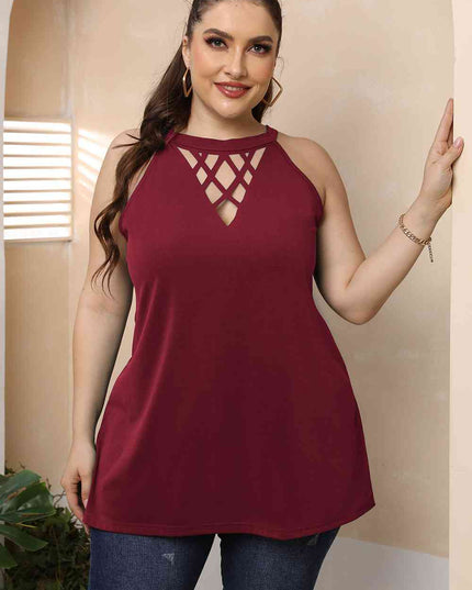 Plus Size Halter Neck Cutout Sleeveless Dress