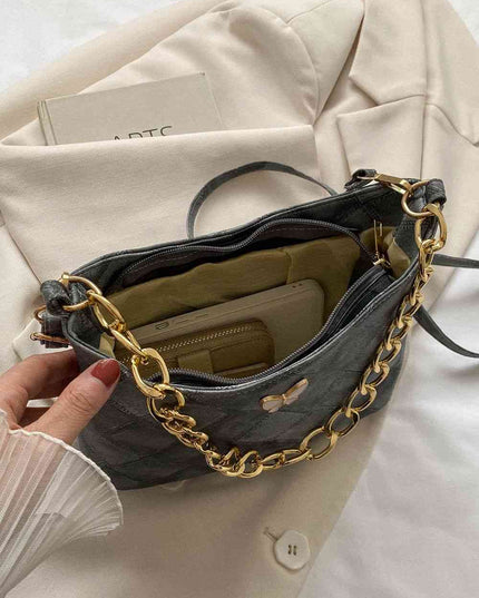 Butterfly Decor PU Leather Shoulder Bag
