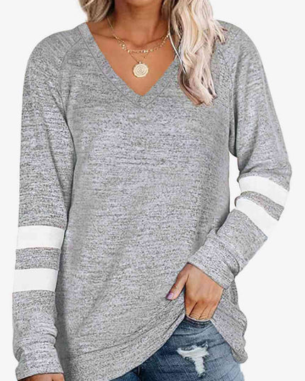 Striped Contrast Raglan Sleeve Top