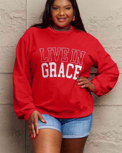 Simply Love Full Size LIVE IN GRACE Graphic Sweatshirt