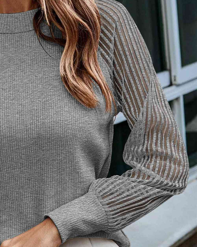 Round Neck Raglan Sleeve Knit Top