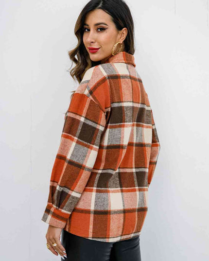Plaid Button Up Collared Neck Jacket