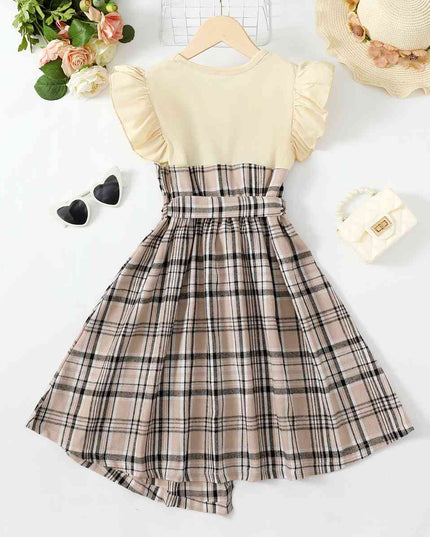 Plaid Round Neck Asymmetrical Dress