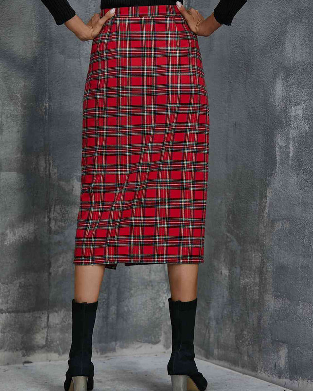 Plaid Button-Down Mini Skirt