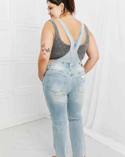 Judy Blue Melina Full Size Distressed Straight Leg Overalls