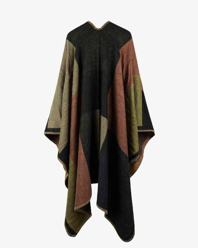 Color Block Open Front Poncho