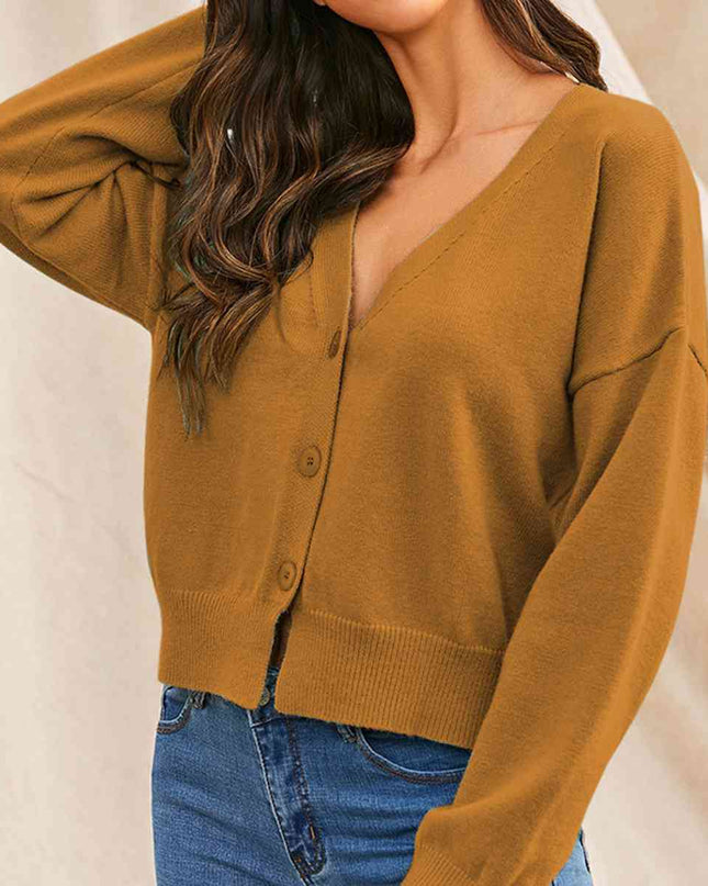 V-Neck Button Up Long Sleeve Cardigan