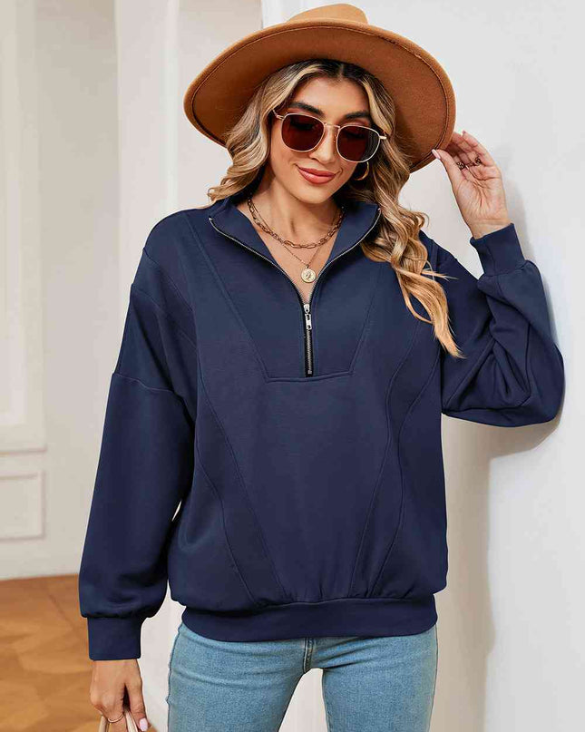 Half-Zip Dropped Shoulder Sweatshirt