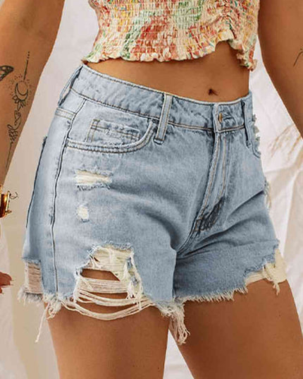 Distressed Denim Shorts