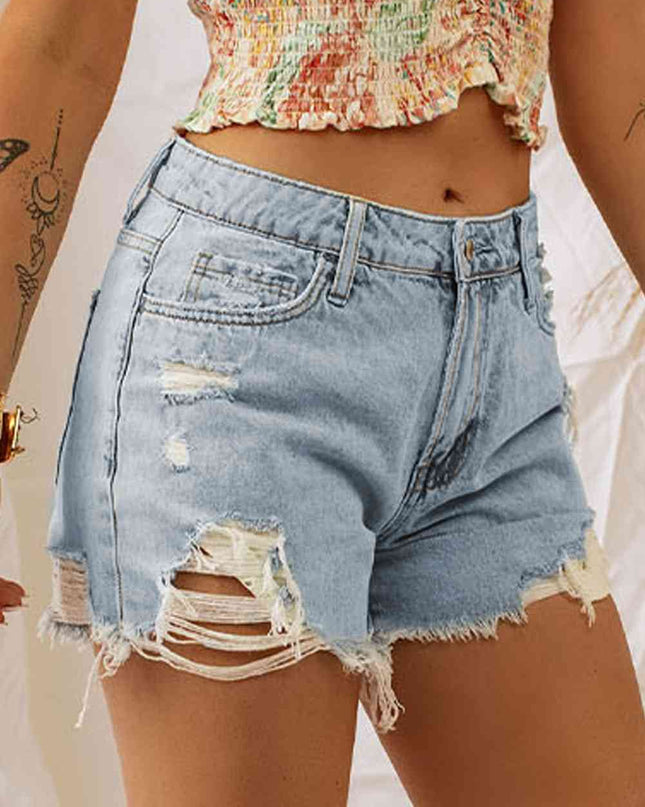 Distressed Denim Shorts