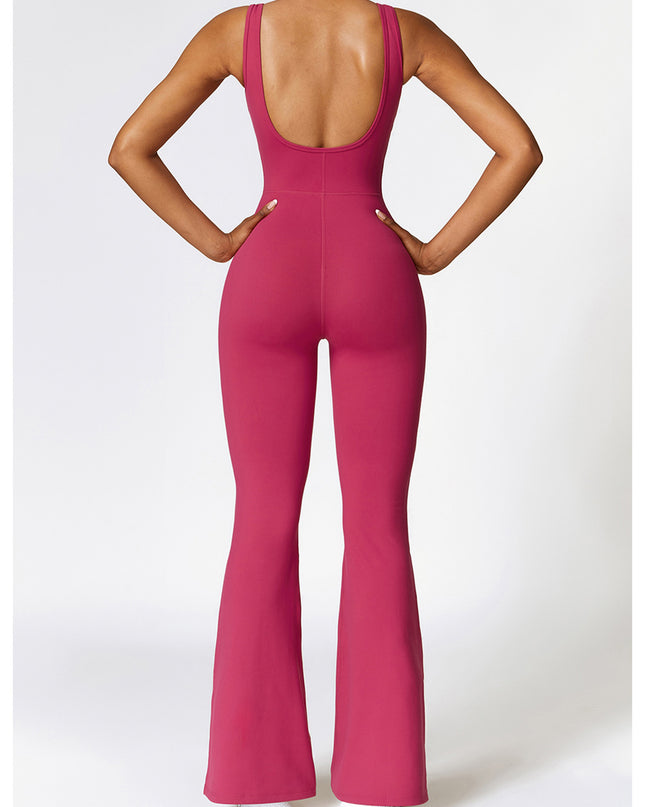 Wide Strap Bootcut Slit Active Jumpsuit