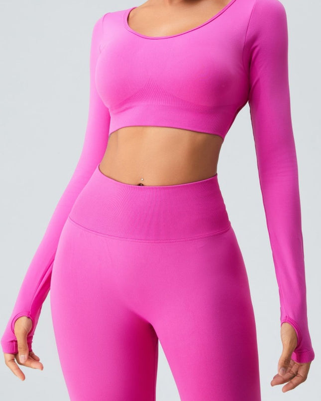 Cutout Round Neck Long Sleeve Active T-Shirt
