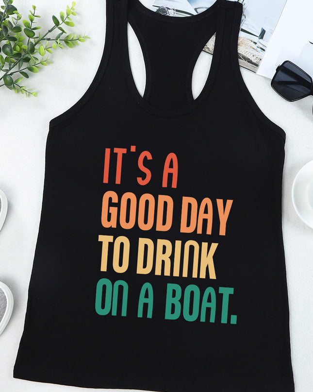 Slogan Graphic Scoop Neck Tank