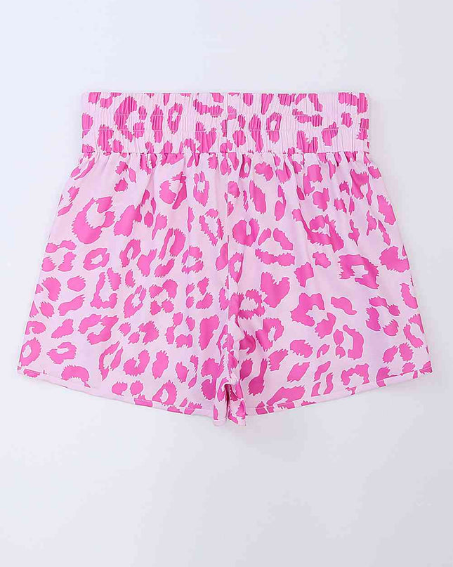 Leopard Elastic Waist Shorts