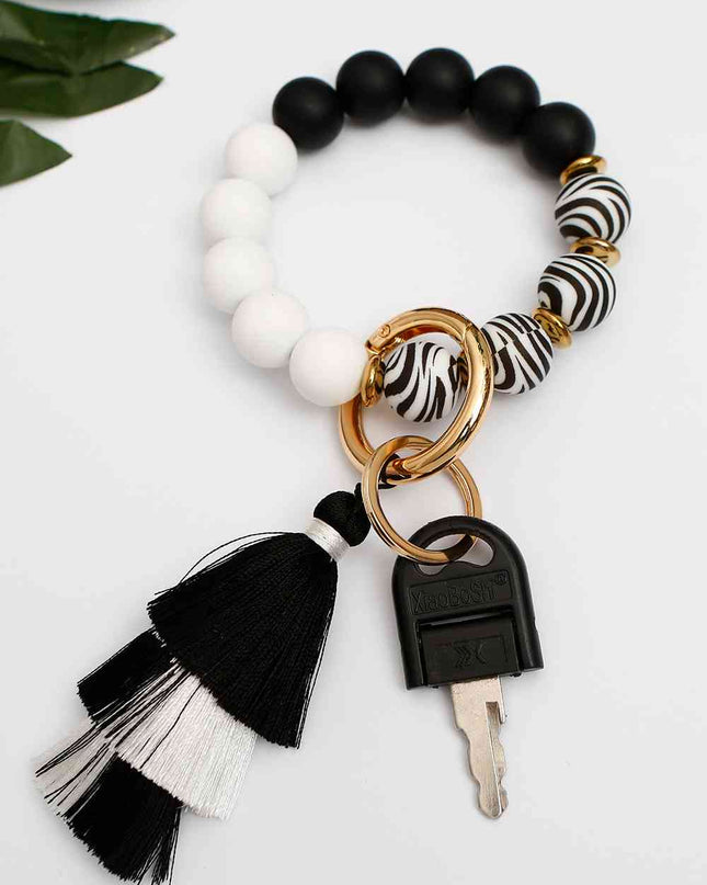 Beaded Keychain with Layered Tassel