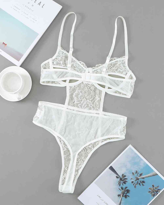 Cutout Spaghetti Strap Lace Teddy