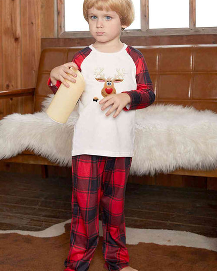 Rudolph Graphic Long Sleeve Top and Plaid Pants Set