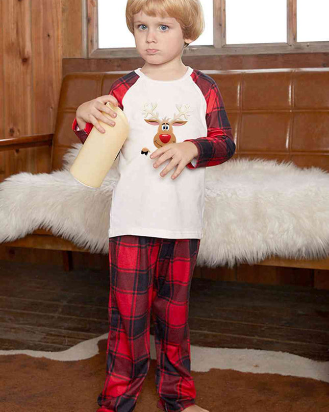 Rudolph Graphic Long Sleeve Top and Plaid Pants Set