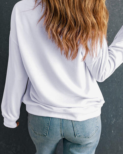 Santa Graphic Round Neck Long Sleeve Sweatshirt