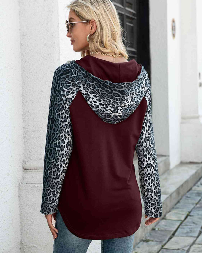 Leopard Raglan Sleeve Hoodie