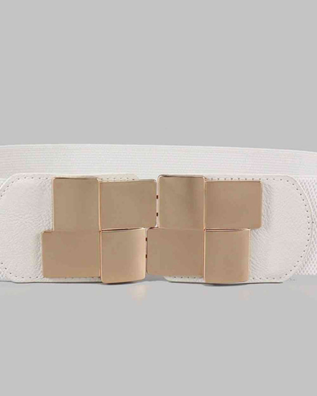Geometric Buckle Elastic Wide Belt
