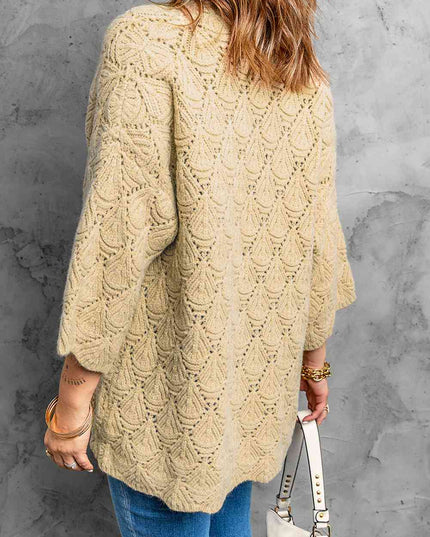 Scalloped Hem Open Front Cardigan
