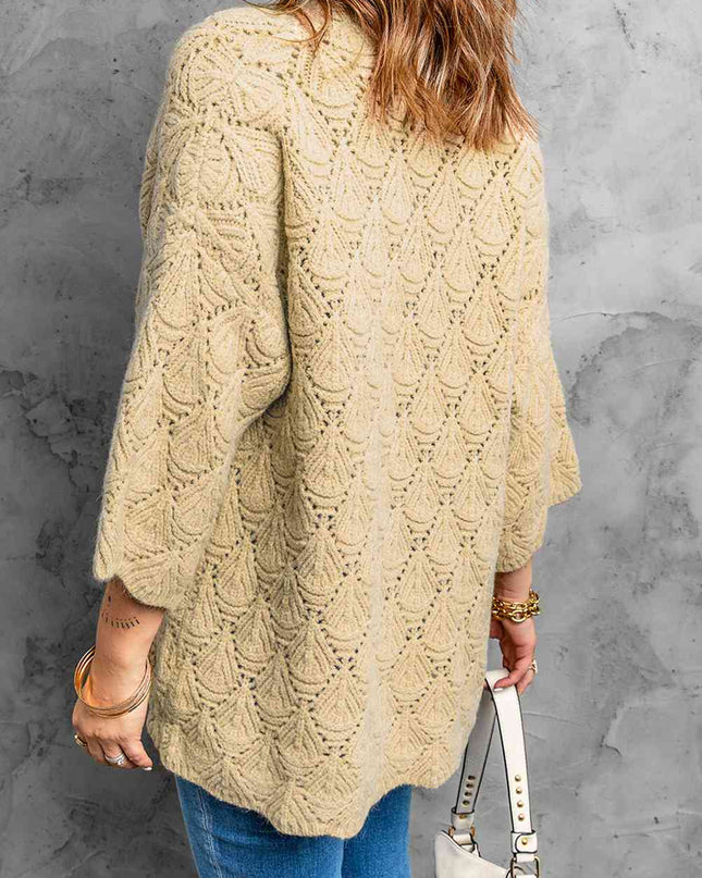 Scalloped Hem Open Front Cardigan