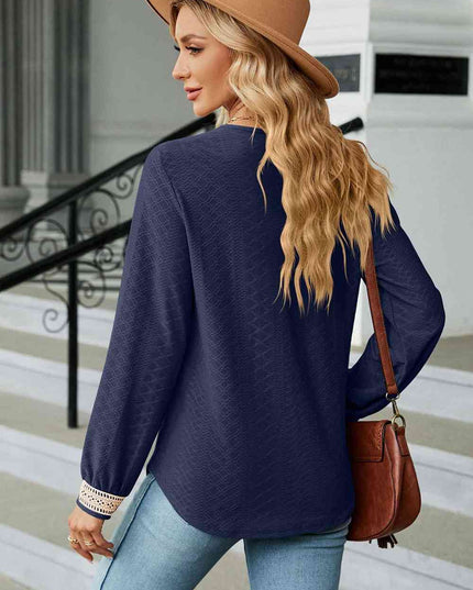 V-Neck Long Sleeve Blouse