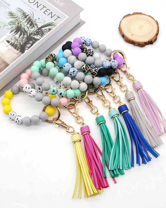 Assorted 2-Pack Multicolored Beaded Tassel Keychain